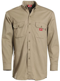 Dickies FR Midweight Button Down Work Shirt Khaki