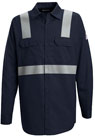 Bulwark Flame Resistant Button Front Work Shirt with Reflective Trim