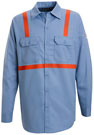 Bulwark Flame Resistant Button Front Work Shirt with Reflective Trim