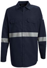 Bulwark Flame Resistant Button Front Work Shirt with Reflective Trim